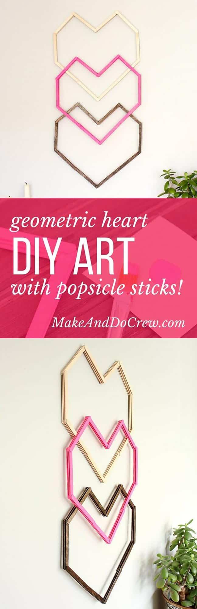 This graphic, modern DIY wall art idea is perfect for a hip nursery, bedroom or as wedding or Valentine's Day decor. Make it for $5-10! Click for the free template and full tutorial. | MakeAndDoCrew.com