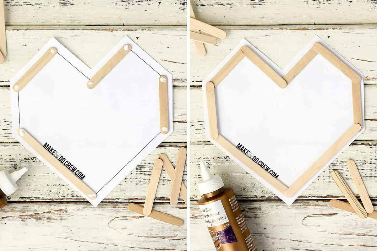 This DIY Valentine idea is perfect to make with kids (or not!) They are inexpensive, easy and double as wall art after Valentine's Day is over. Download the free template at MakeAndDoCrew.com