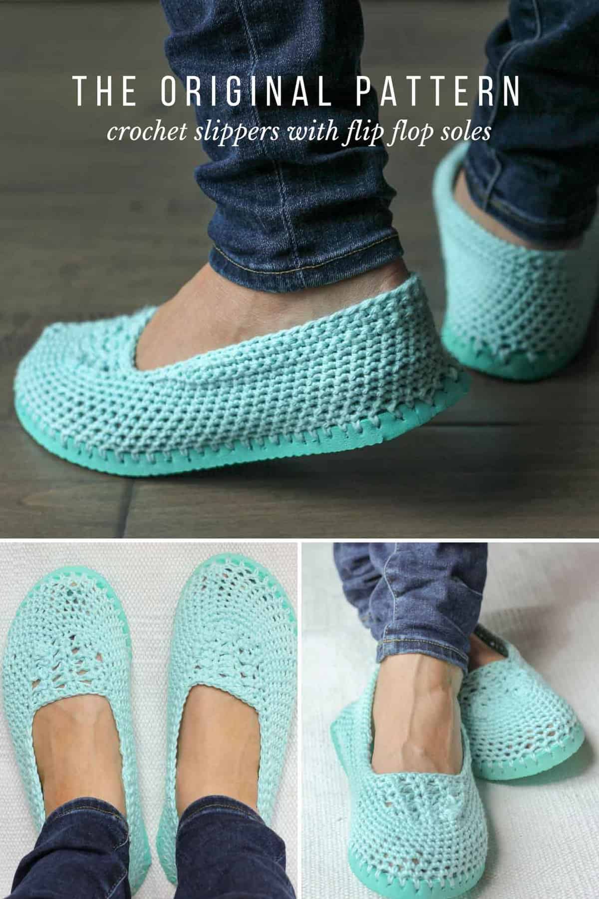 Crochet Slippers with Flip Flop Soles Free Pattern + Video Tutorial!