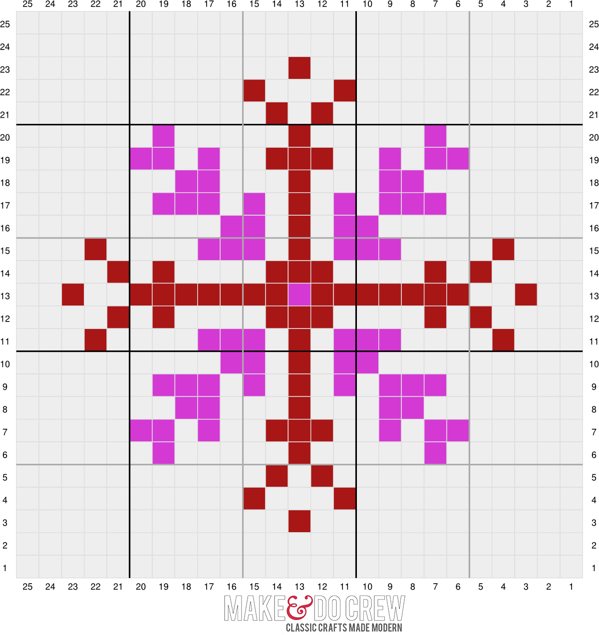 Snowflake Pattern Free C2C Crochet Graph