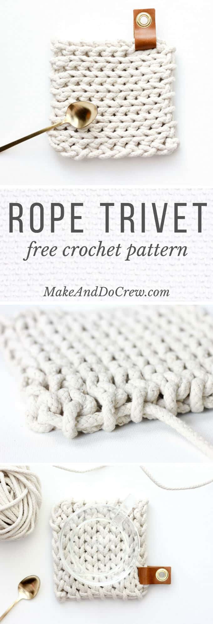 Clothesline Trivet Free Modern Crochet Pattern Using Rope