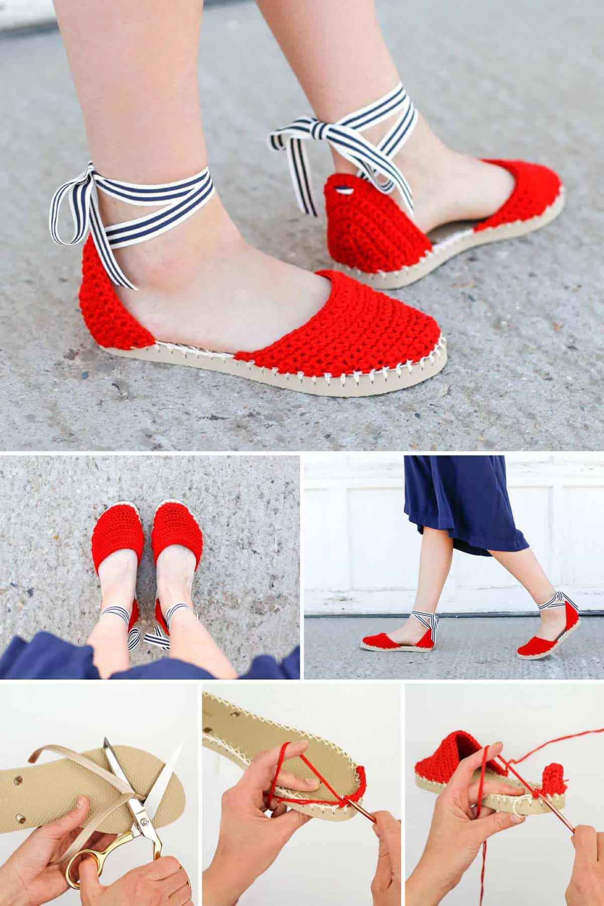 Crochet Espadrilles with Flip Flop Soles Free Pattern + Tutorial!