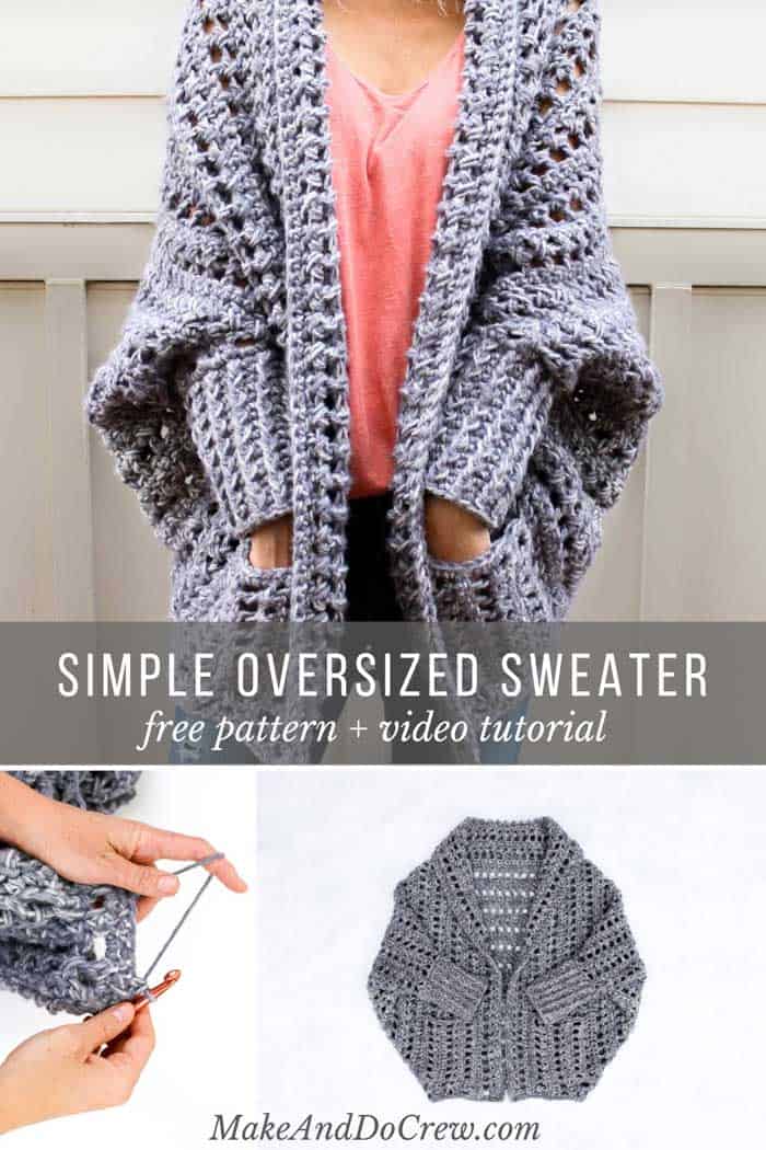 Learn how to crochet the free Dwell Sweater pattern in this video tutorial. This chunky crochet cardigan is a fantastic beginner sweater pattern because there is zero shaping!