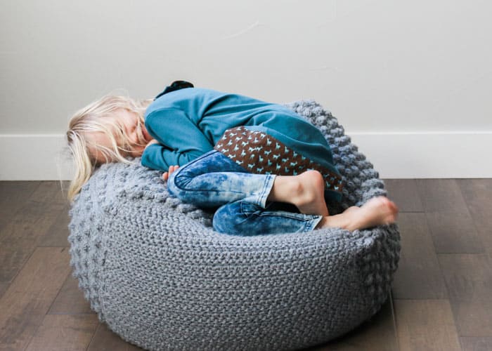 Free Crochet Pouf Pattern modern, textured + economical!
