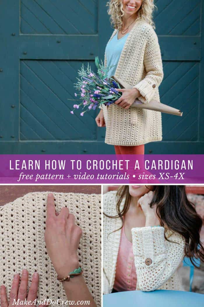 Learn how to make this easy lightweight crochet cardigan (including plus sizes) with this free pattern and step-by-step video tutorial featuring Lion Brand Vanna's Style yarn.