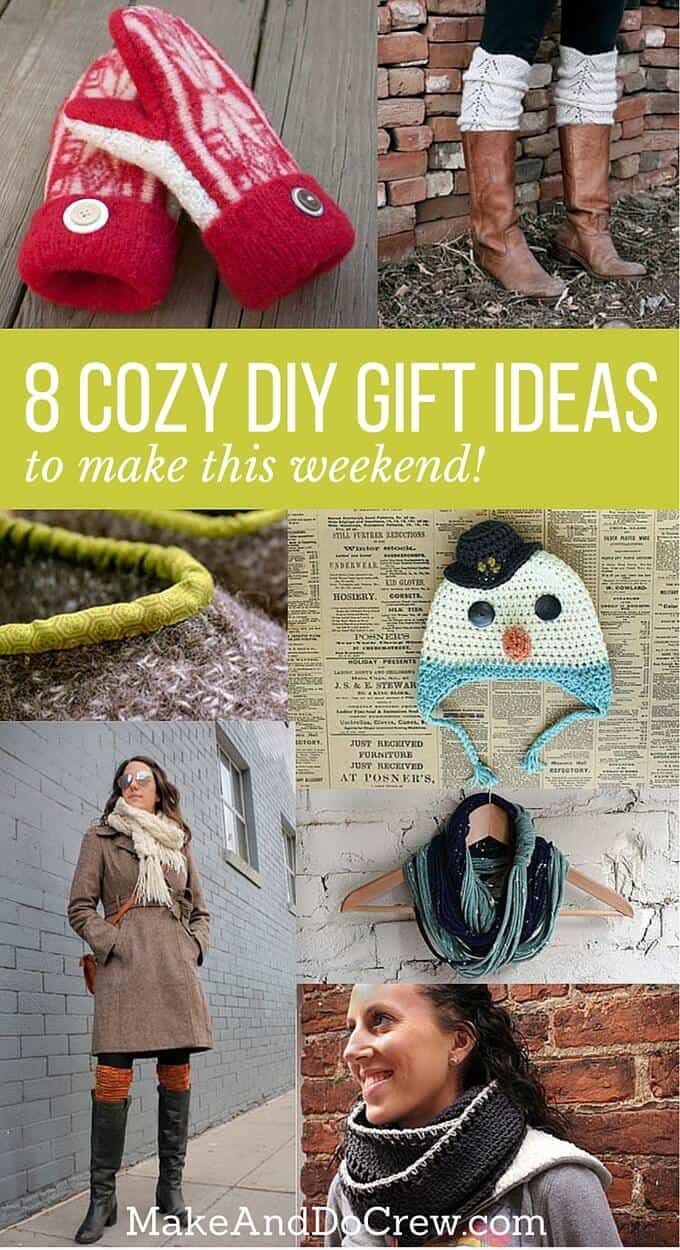 8 simple DIY Christmas gift ideas. Keep your loved ones cozy with these free knitting and crocheting patterns and craft tutorials. Click to see the full list! | MakeAndDoCrew.com