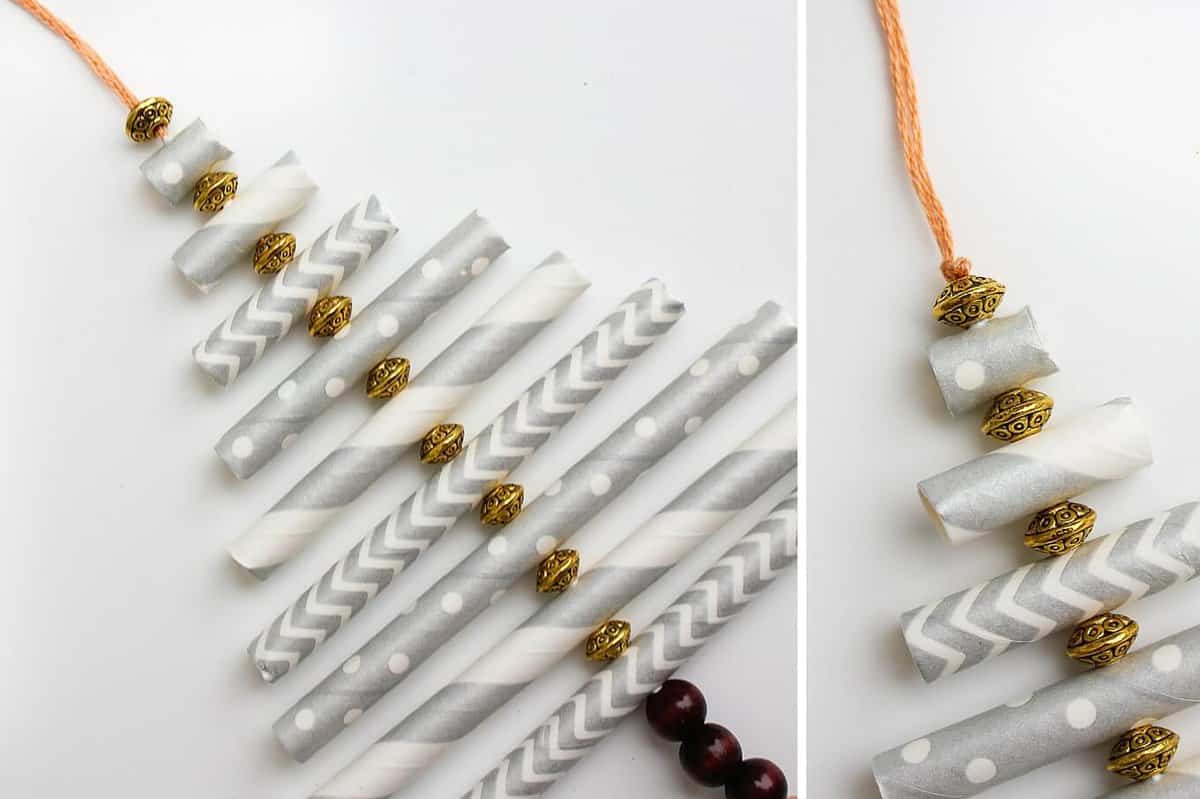 DIY Paper Straw Christmas Tree Ornament