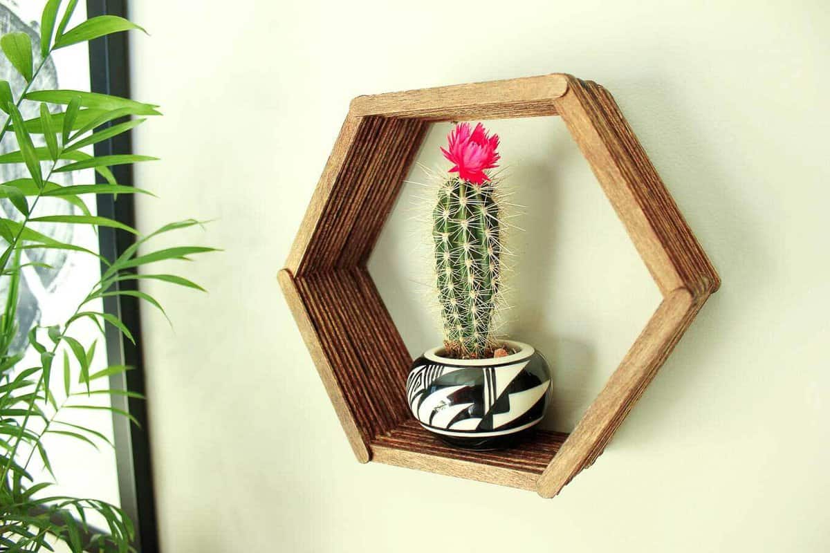 How To Make a Decorative Popsicle Stick Hexagon Shelf - DIY & Crafts