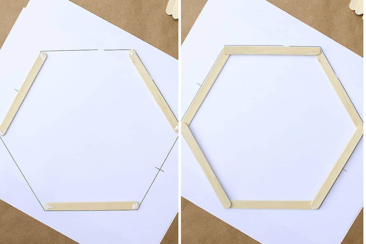 Popsicle Stick Hexagon Shelf -- Easy DIY Wall Art