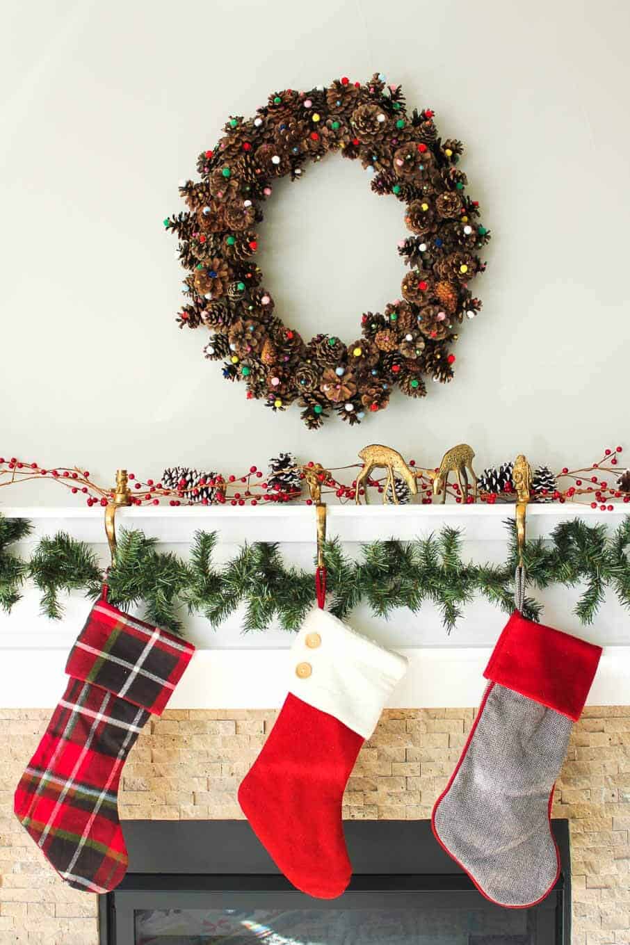 Pom Poms and Pinecones Christmas Ornaments