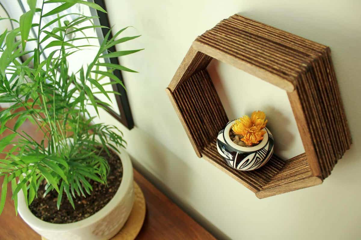 Stick Shelves Craft, Easy And Fun Geometric Wall Decor Idea