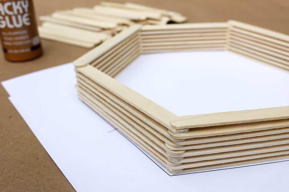 How to make hexagon shelves with popsicle sticks