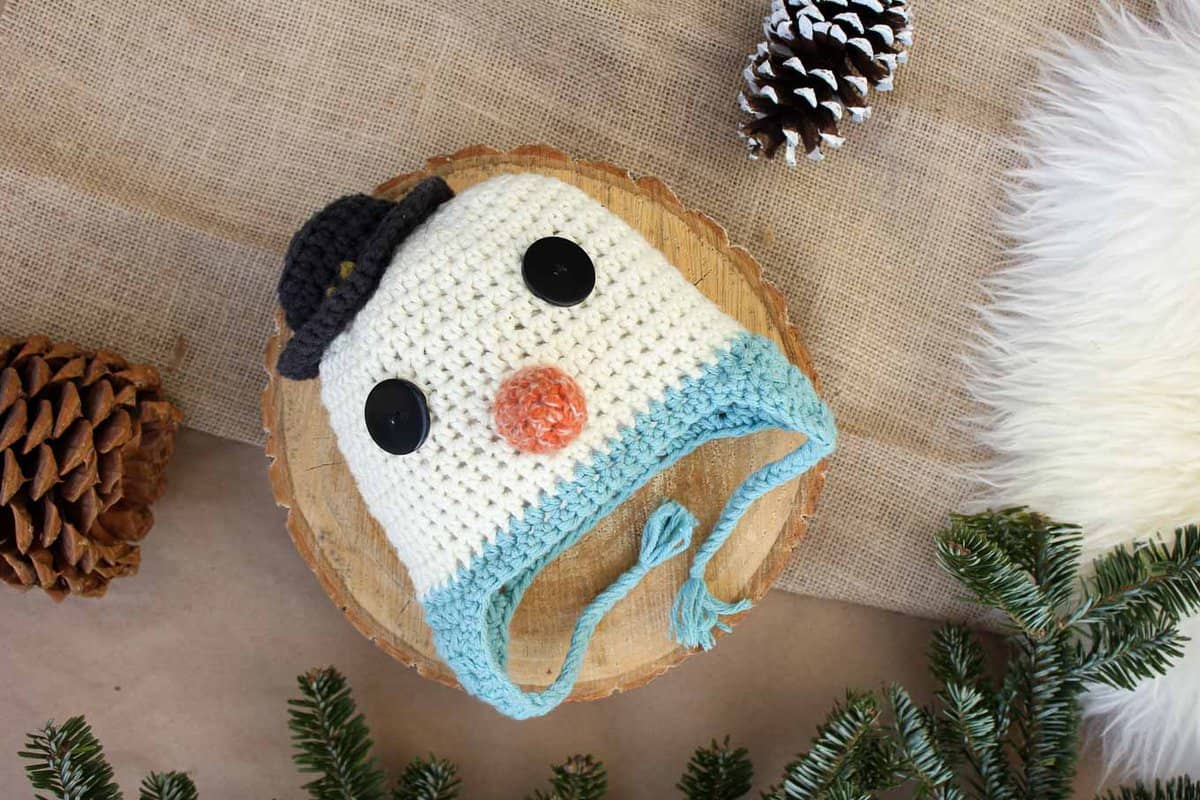Crochet newborn Frosty Snowman Hat Winter Baby Boy Photo Prop Pattern Only 