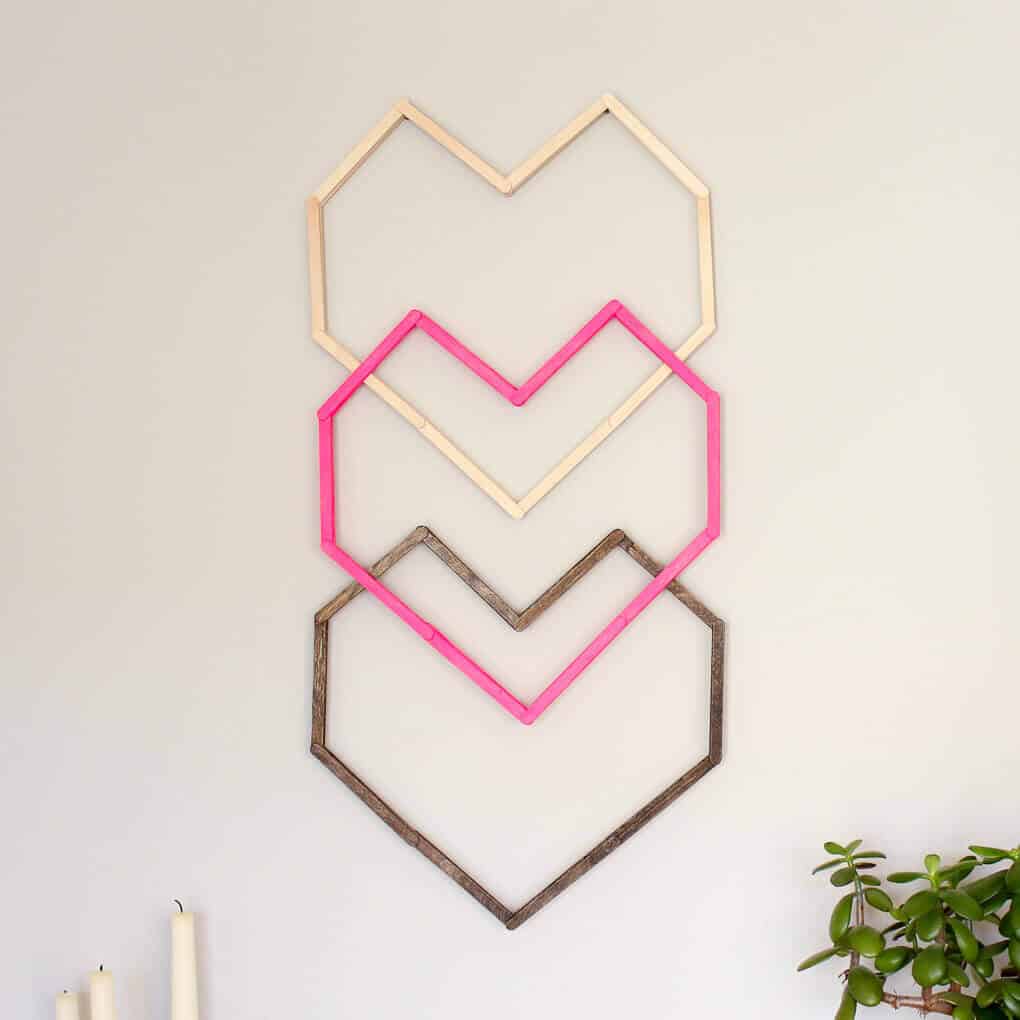 Geometric Heart DIY Wall Art - With Popsicle Sticks!