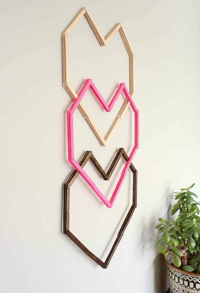 Geometric Heart DIY Wall Art - With Popsicle Sticks!