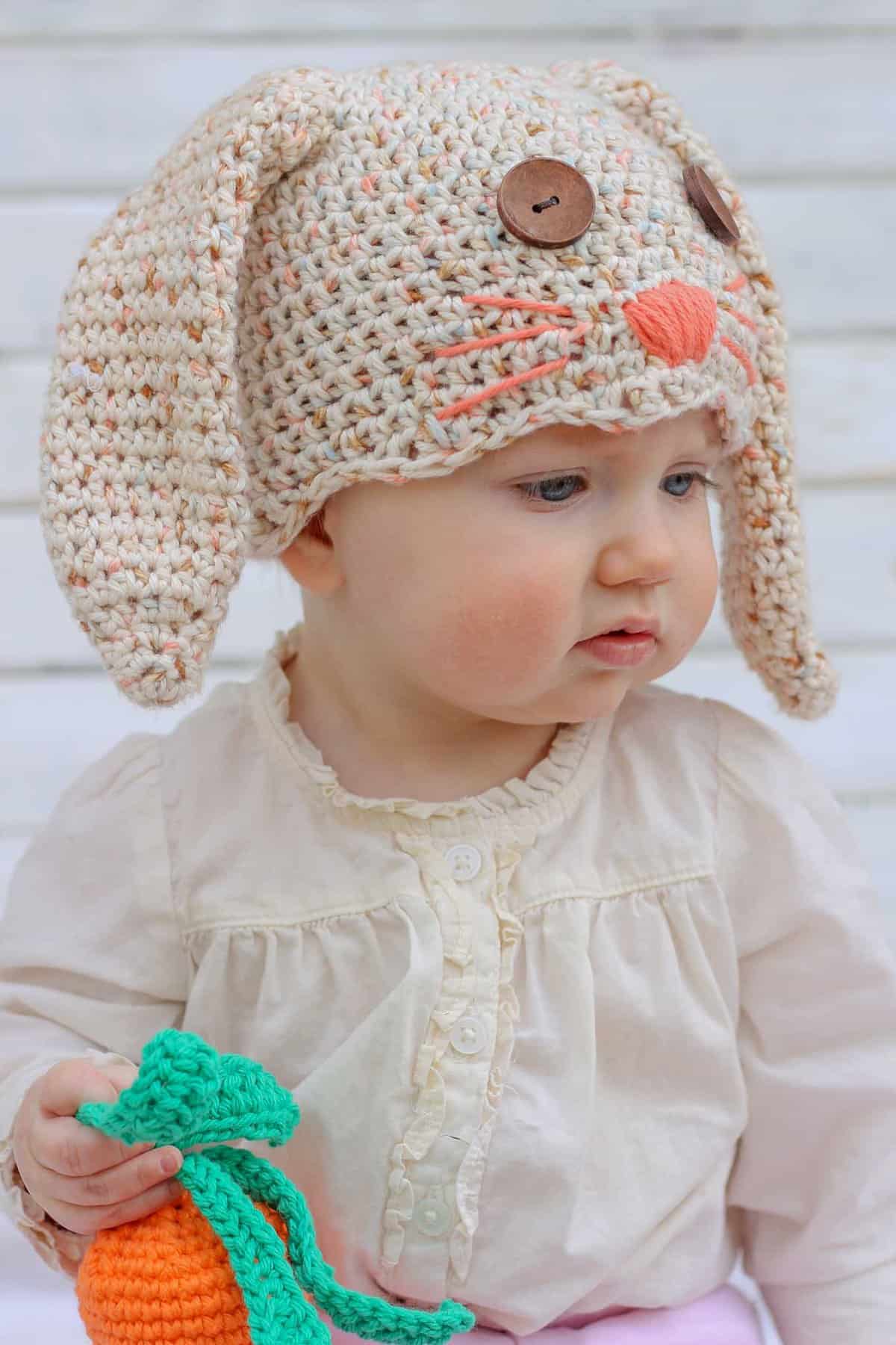 Free Crochet Bunny Hat Pattern (NewbornToddler) Make & Do Crew