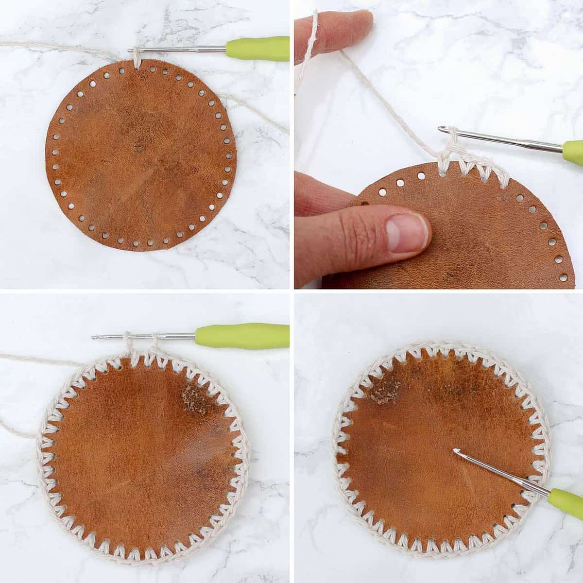 Masculine DIY Leather Crochet Coasters Free Pattern