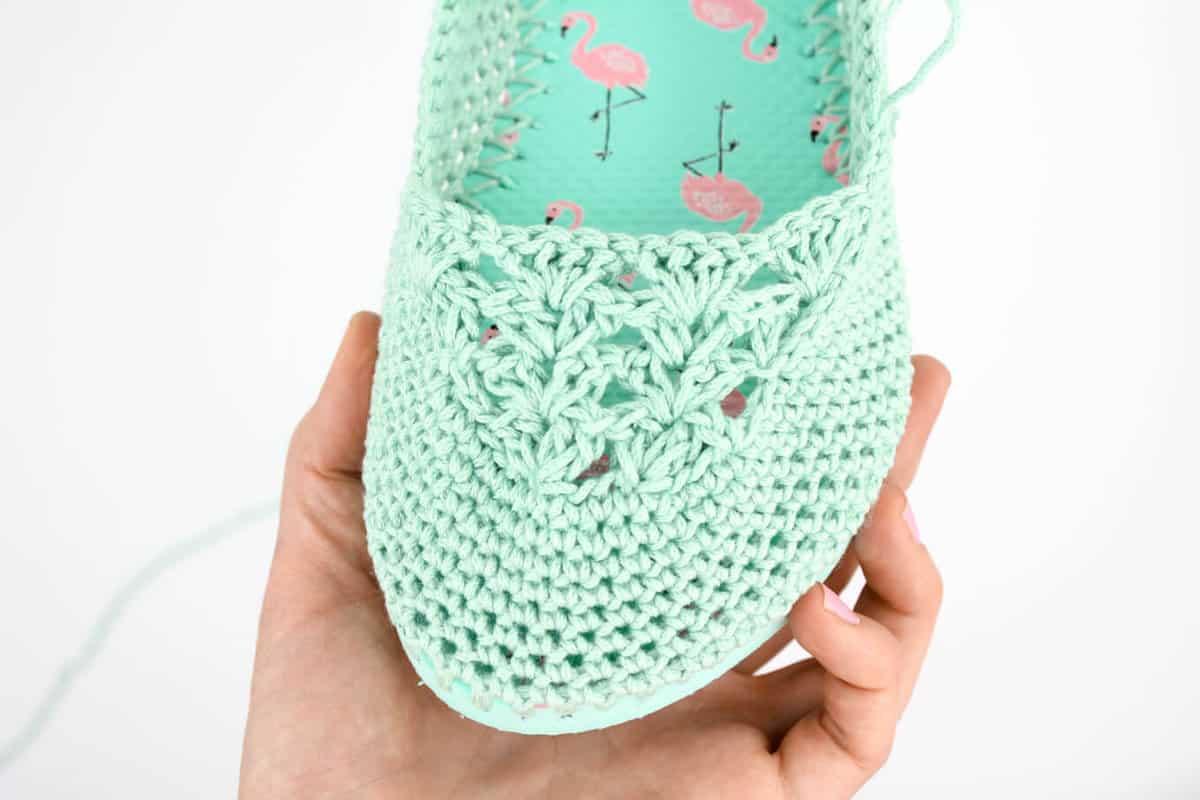 Fun! Cotton yarn and a rubber sole make this free crochet slippers with flip flop soles pattern perfect for wearing around the house (or even outside as shoes!) Free crochet pattern and video tutorial using Lion Brand 24/7 Cotton in "Mint"! 