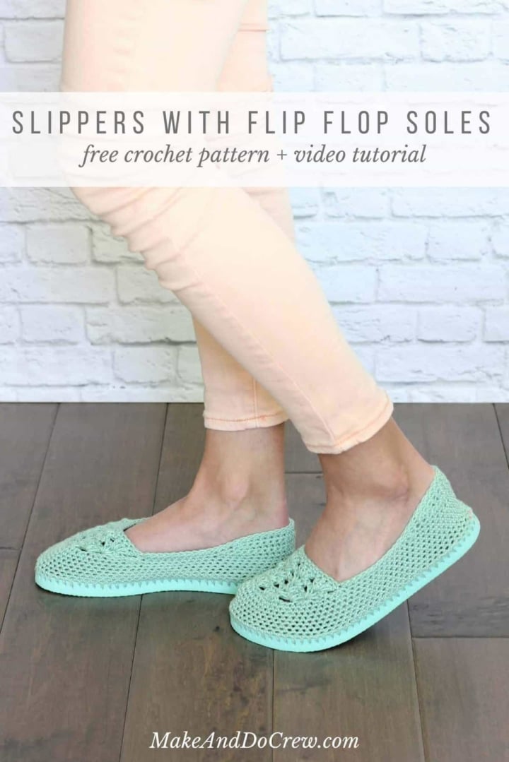 Crochet Slippers with Flip Flop Soles -- Free Pattern + Video Tutorial!