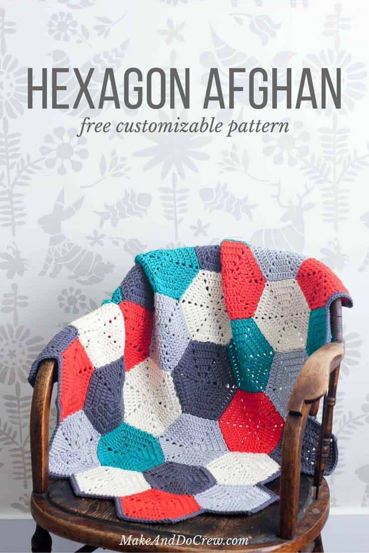 This free crochet afghan pattern is customizable, so you can use it to make a baby blanket, lap blanket or even a bedspread. Makes a great modern, gender-neutral baby shower gift idea or an afghan for the couch. Click for the free pattern and photo tutorial. | MakeAndDoCrew.com