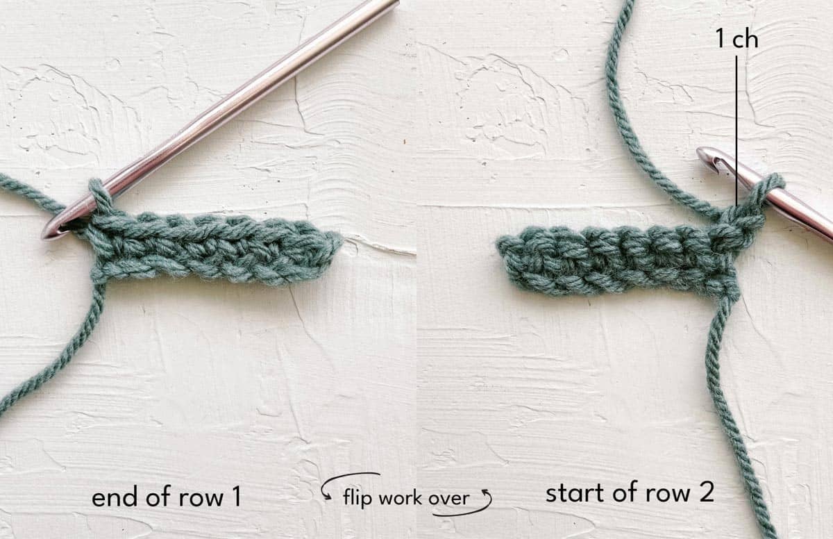 How to turn a row of single crochet to start a new row.