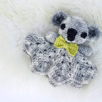 Make this free crochet lovey pattern for your favorite little marsupial. The amigurumi koala lovey pattern works up quickly using only one skein and some scrap yarn, which makes it a perfect baby shower gift idea.