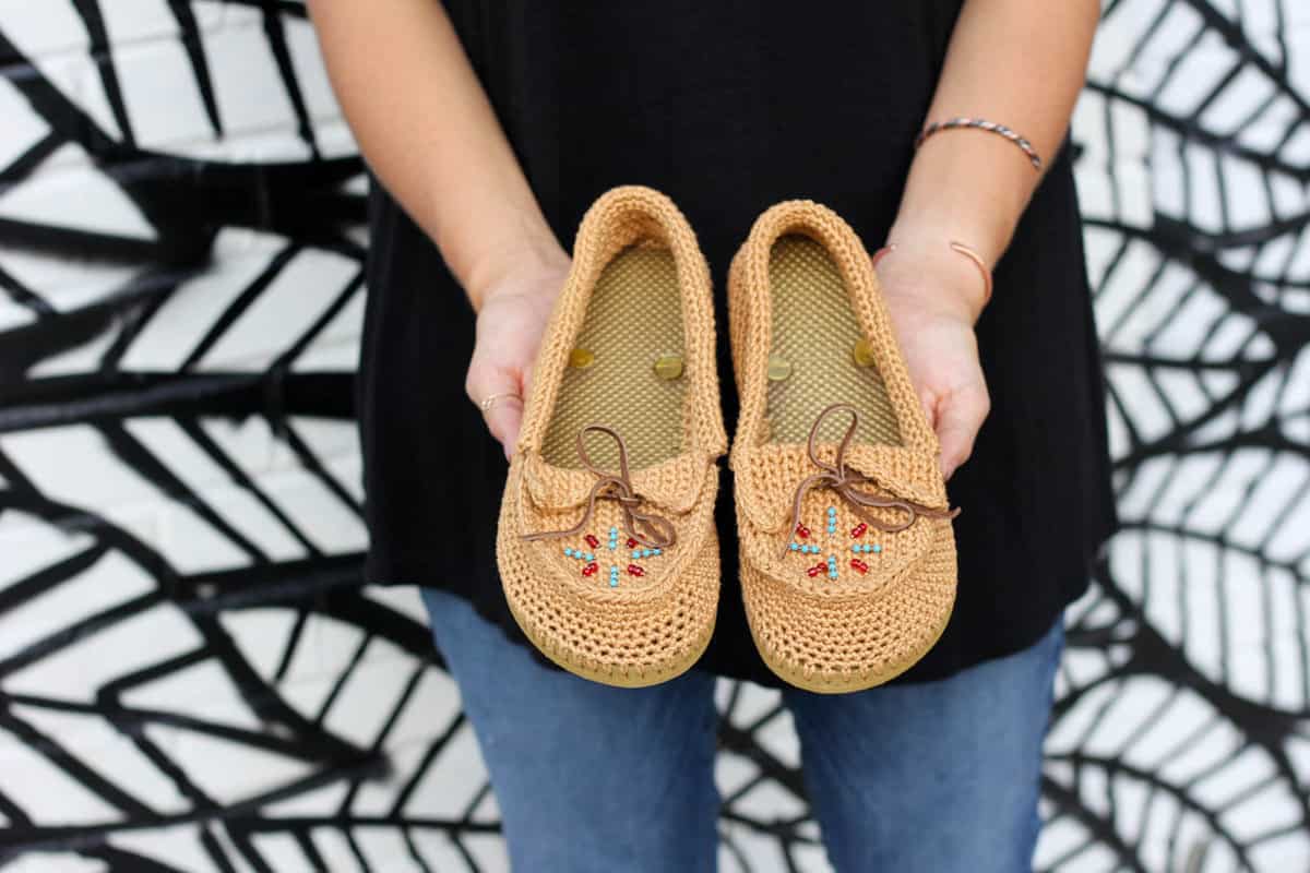 moccasin style crochet slippers