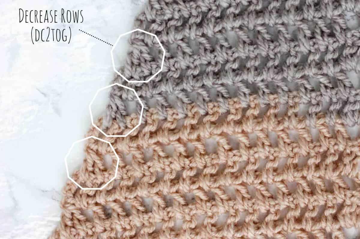 Toss on this modern crochet triangle scarf to head out to the desert, the mountains...or just the grocery store. This free Caron Cakes crochet pattern takes all the stress out of choosing colors because the skein does it for you! Color = Buttercream. 