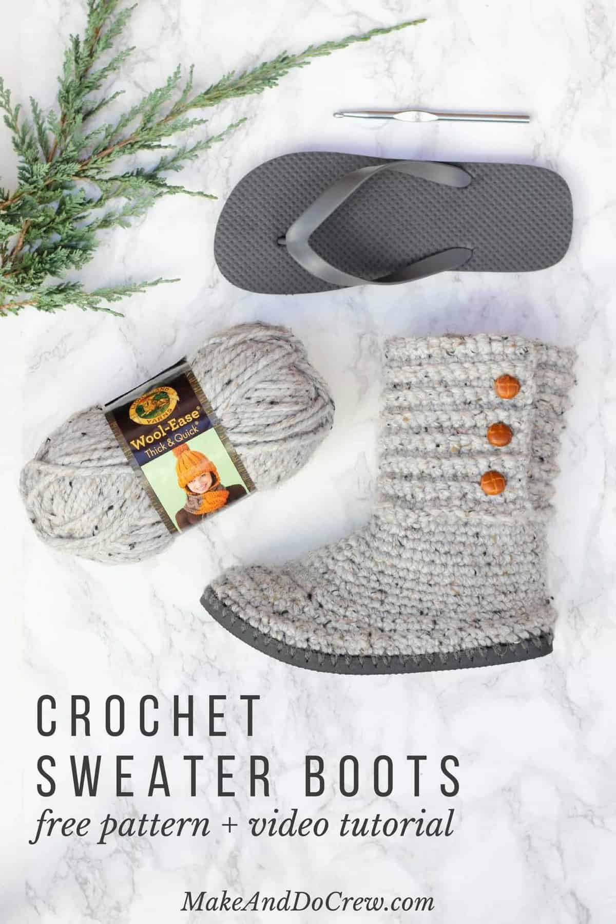 How to Crochet Boots with Flip Flops Free Pattern Video Tutorial