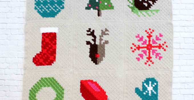 Free C2C Christmas afghan pattern sewn together using the mattress stitch. This video tutorial will teach you how to make invisible seams for your crochet afghan projects.
