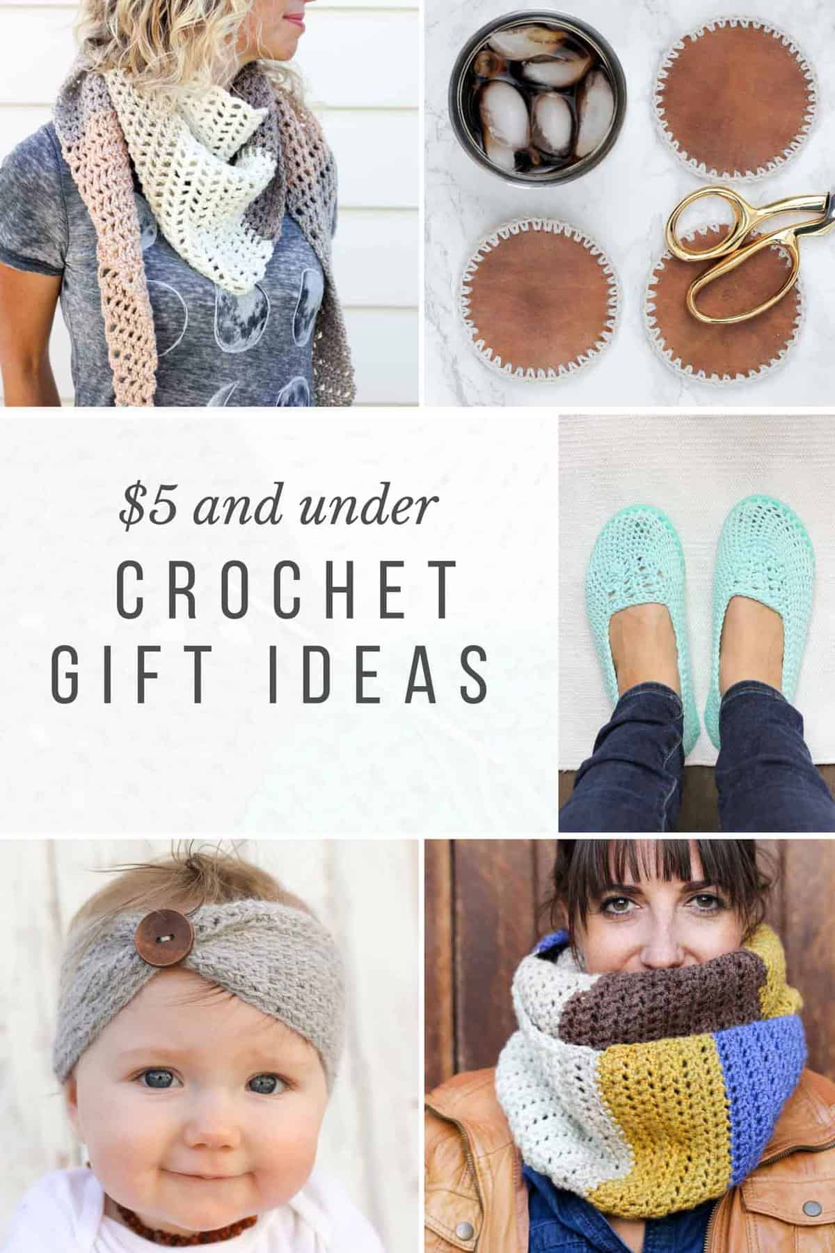 These modern crochet gift ideas can all be make for under $5, which means you can give gifts that are thoughtful, stylish AND inexpensive. Click to view the free patterns.