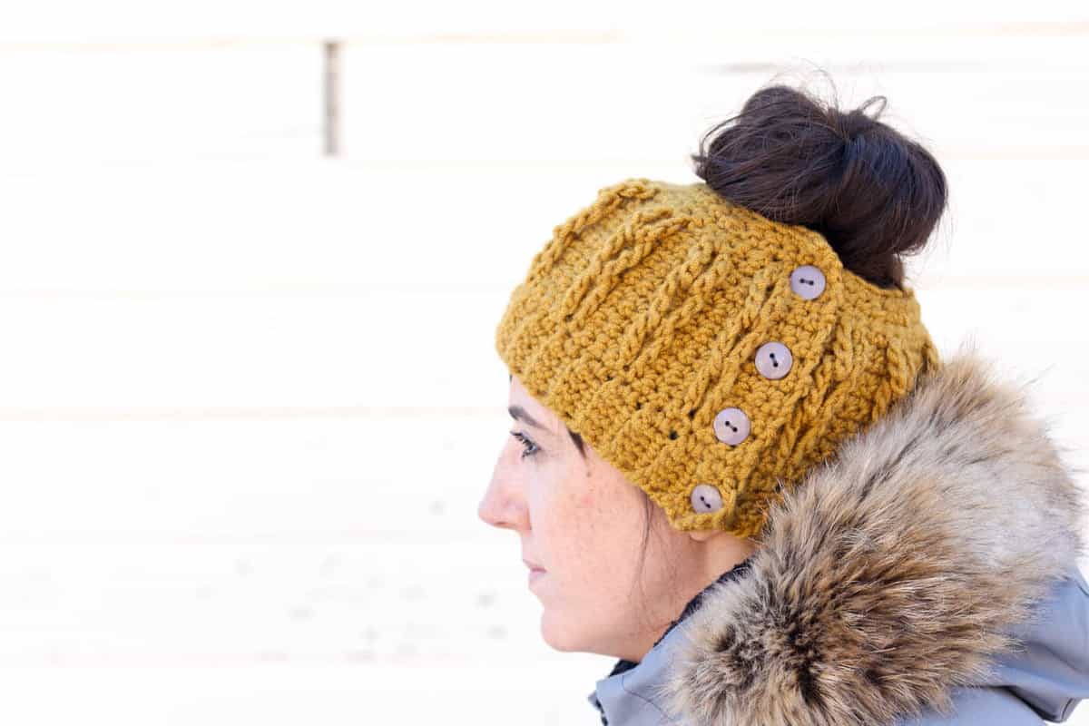 Beanie with best sale bun hole