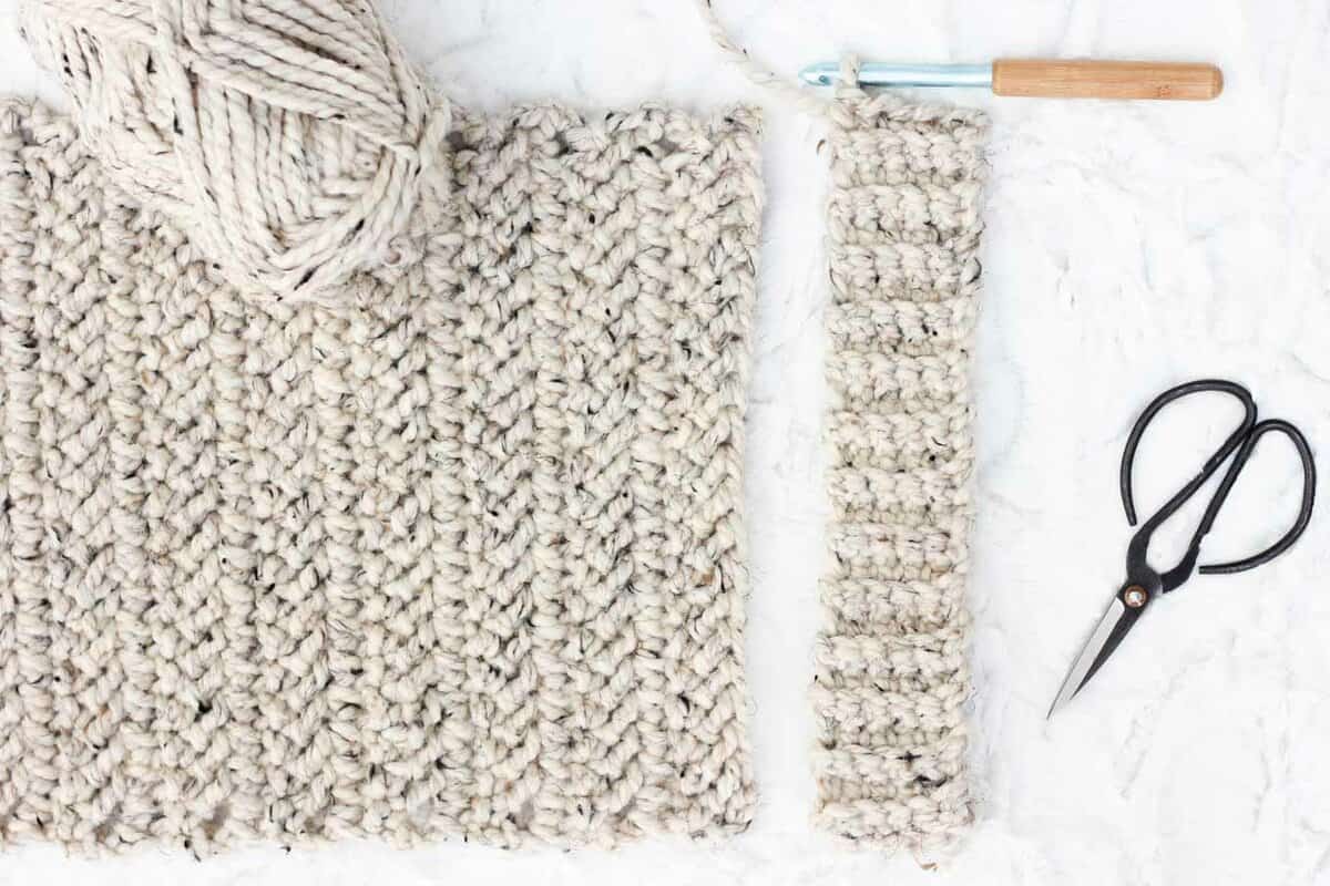 How to add ribbing to a crochet project, like this free crochet cowl pattern. Lion Brand Wool Ease Thick and Quick in "Oatmeal."