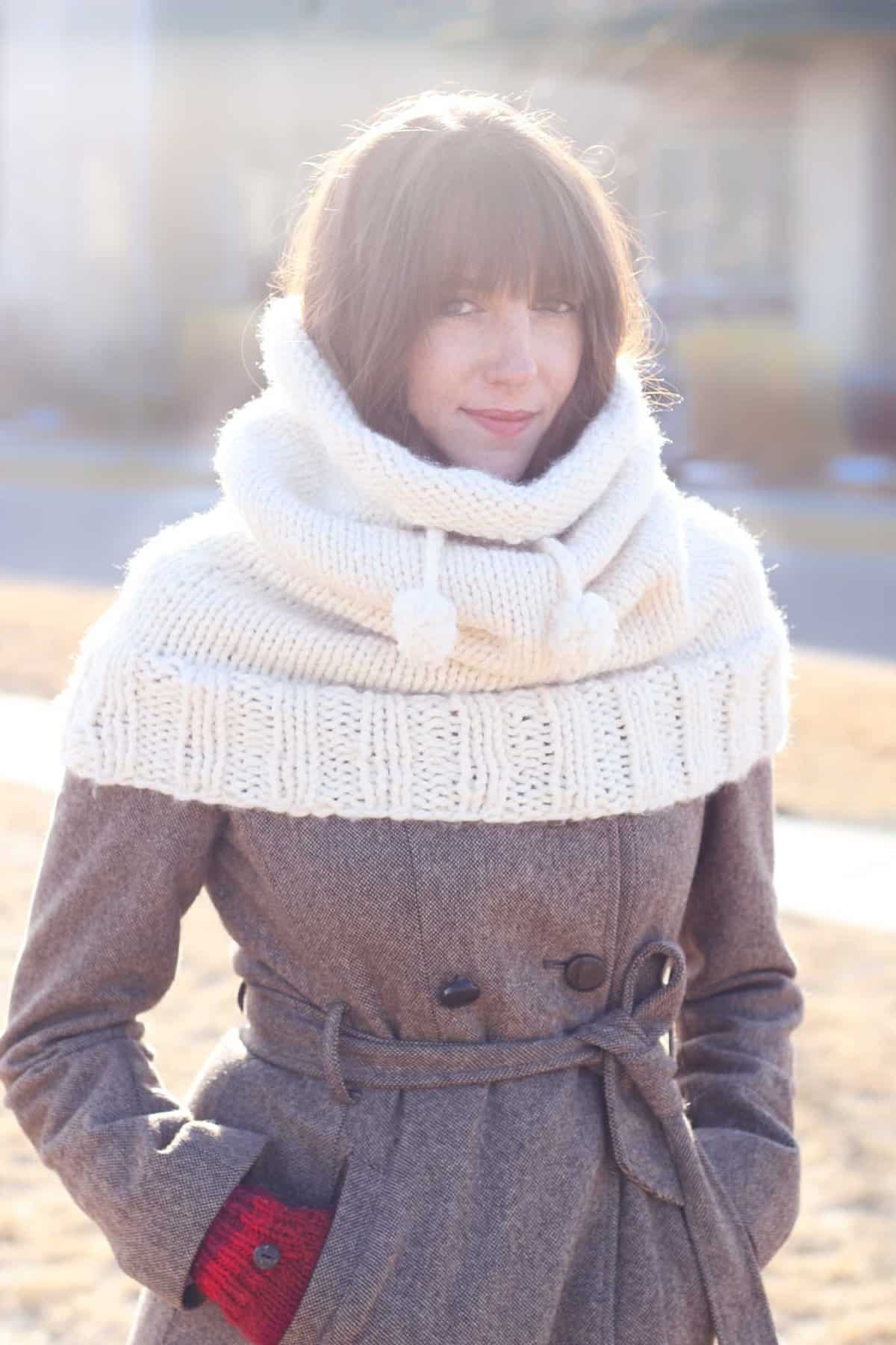 Download Hooded Cowl Knitting Pattern Free Background Knit Sweater