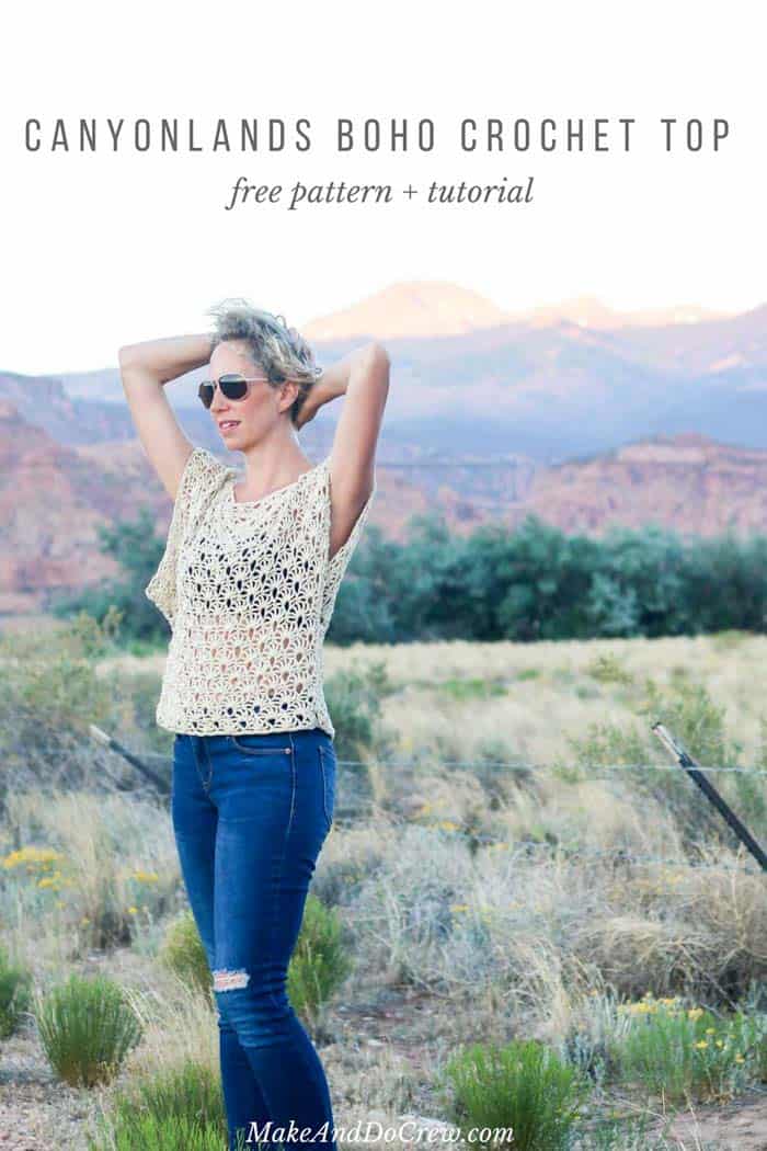 This free crochet pattern for the Canyonlands boho crochet top is a great summer project and make a perfect bohemian festival outfit! 