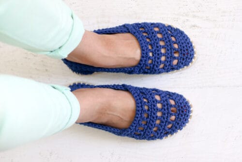 Crochet Shoes with Rubber Bottoms -- Free "Toms" Style Pattern!