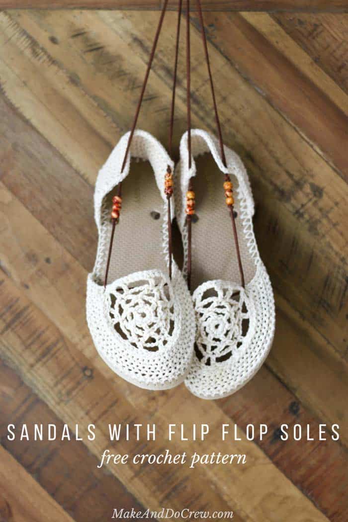 Love these! It only takes a few hours, an inexpensive pair of flip flops and less than a skein of Lion Brand 24/7 Cotton to upgrade your summer footwear with these bohemian crochet sandals with flip flop soles.