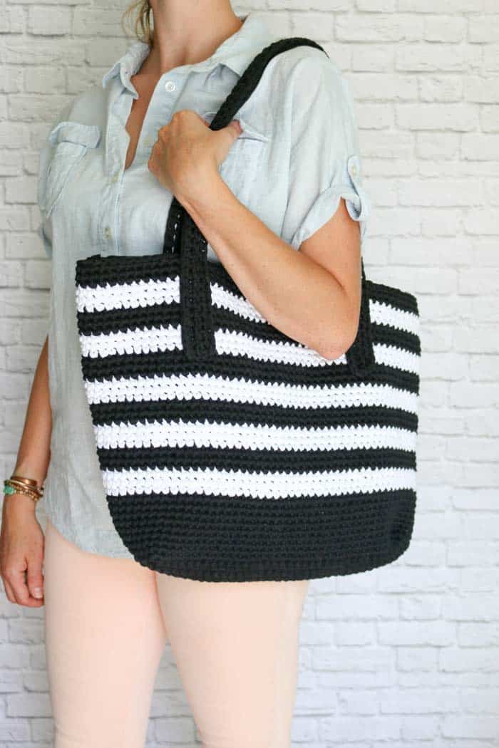 Black Crochet Tote Bag