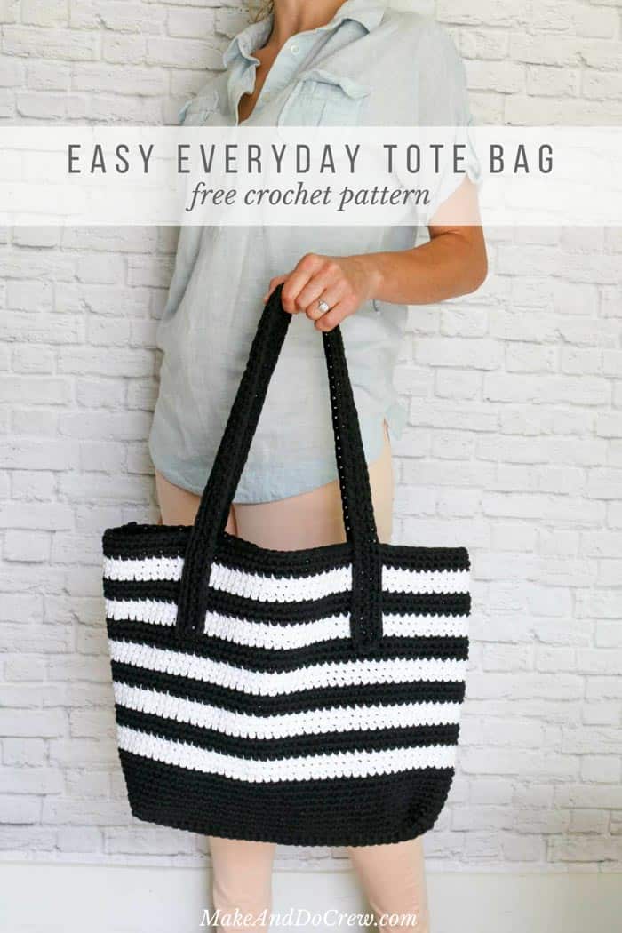 crocheted tote bag.