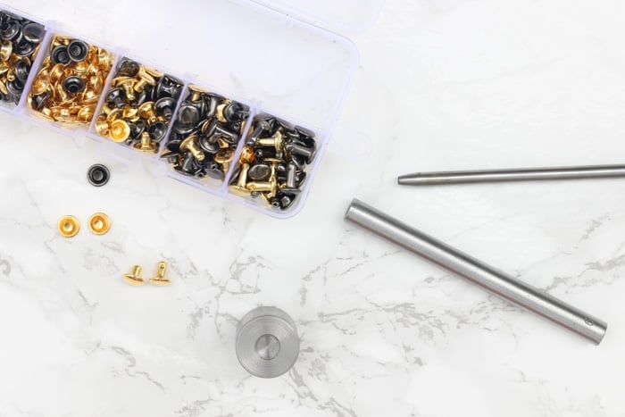 Rivets and tools to add leather straps to crochet or knit bags, purses or totes. 