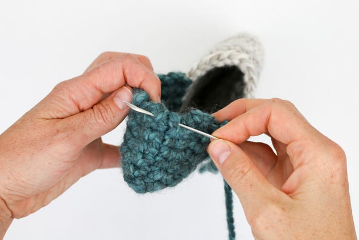 How to seam crochet slippers using the mattress stitch.