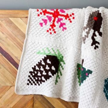 Modern crochet Christmas afghan pattern made using corner-to-corner (c2c). Free pattern from Make and Do Crew!