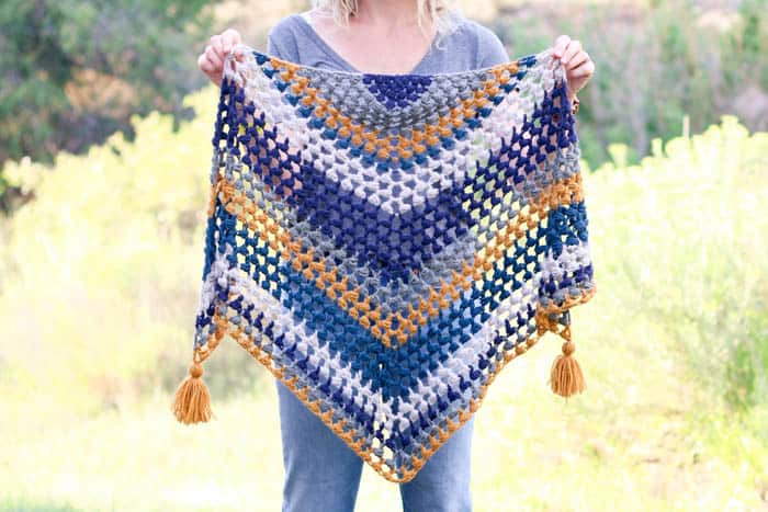 Worked in a vintage-inspired, boho color palette of LB Collection Merino Yak Alpaca, this crochet triangle scarf pattern is a versatile piece that’ll keep you cozy until the tulips start blooming again. Free crochet pattern and video tutorial!