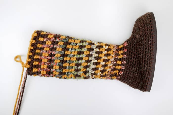 A failed crochet boot pattern.