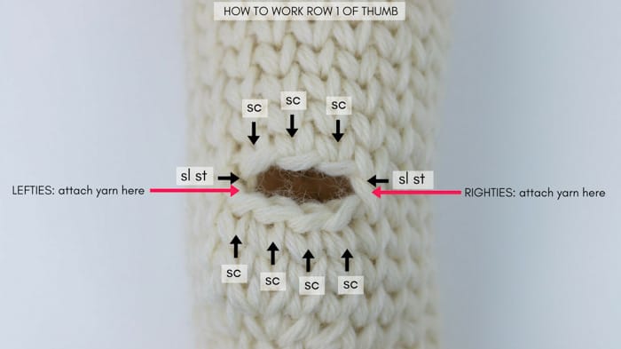 How to add thumbs to crochet mittens.