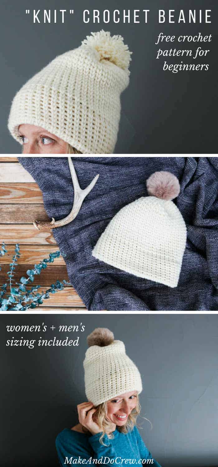 Classic Knit Look Beanie Crochet Pattern