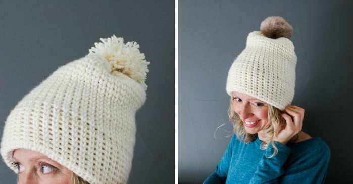 Knit-Look Double Brim Hat