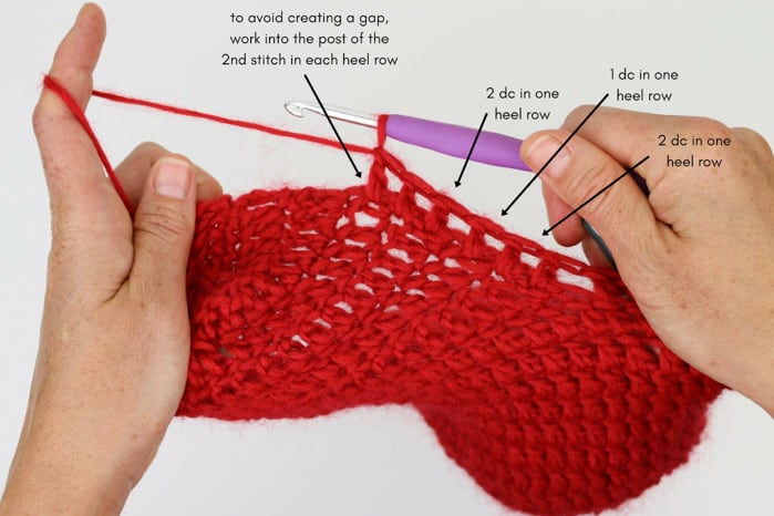 Tutorial on how to crochet this xmas stocking (sock) pattern using Lion Brand New Basic 175 in bright white and red colors. 
