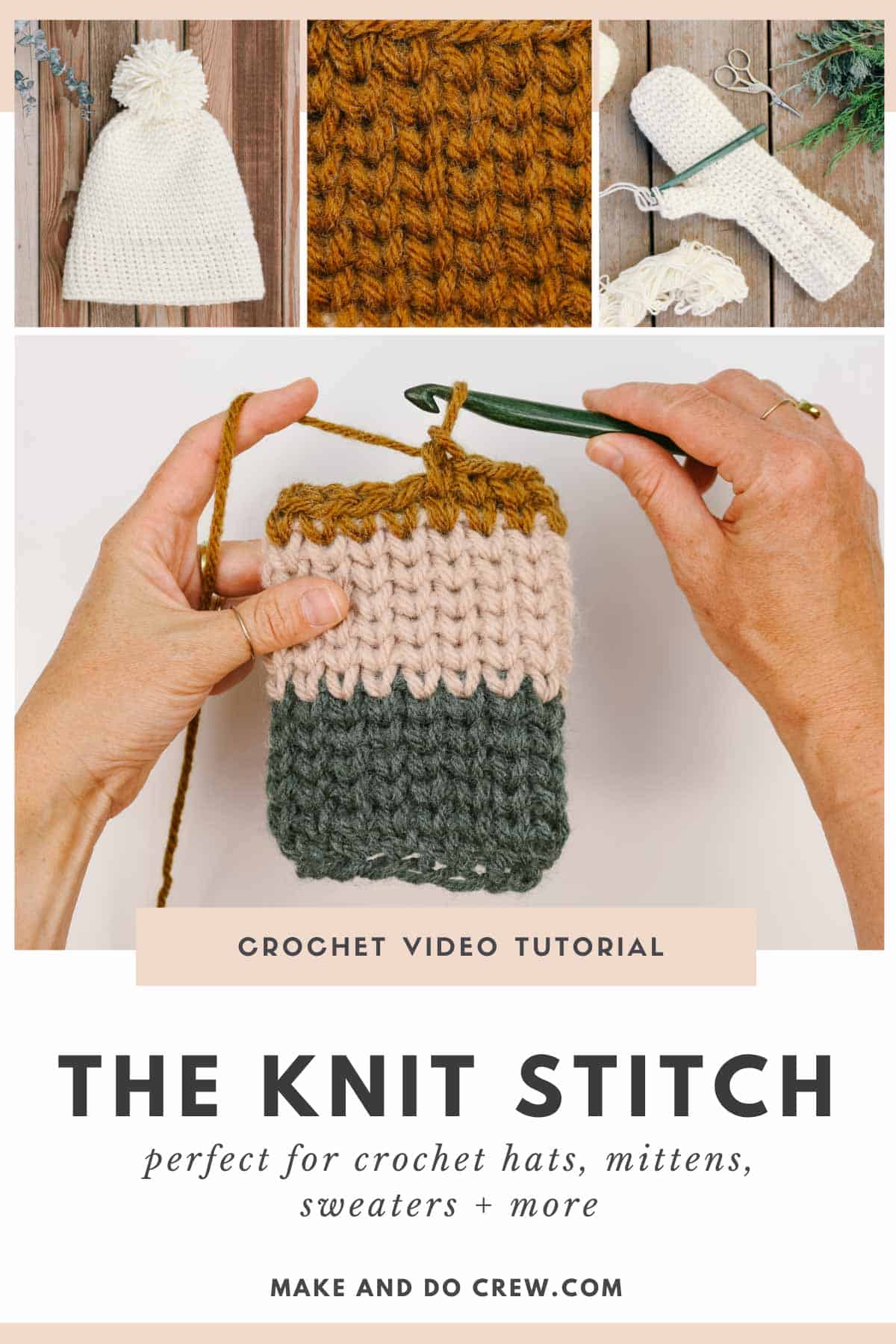 A grid of photos showing different examples of how to make crochet look like knitting using the crochet waistcoat stitch.