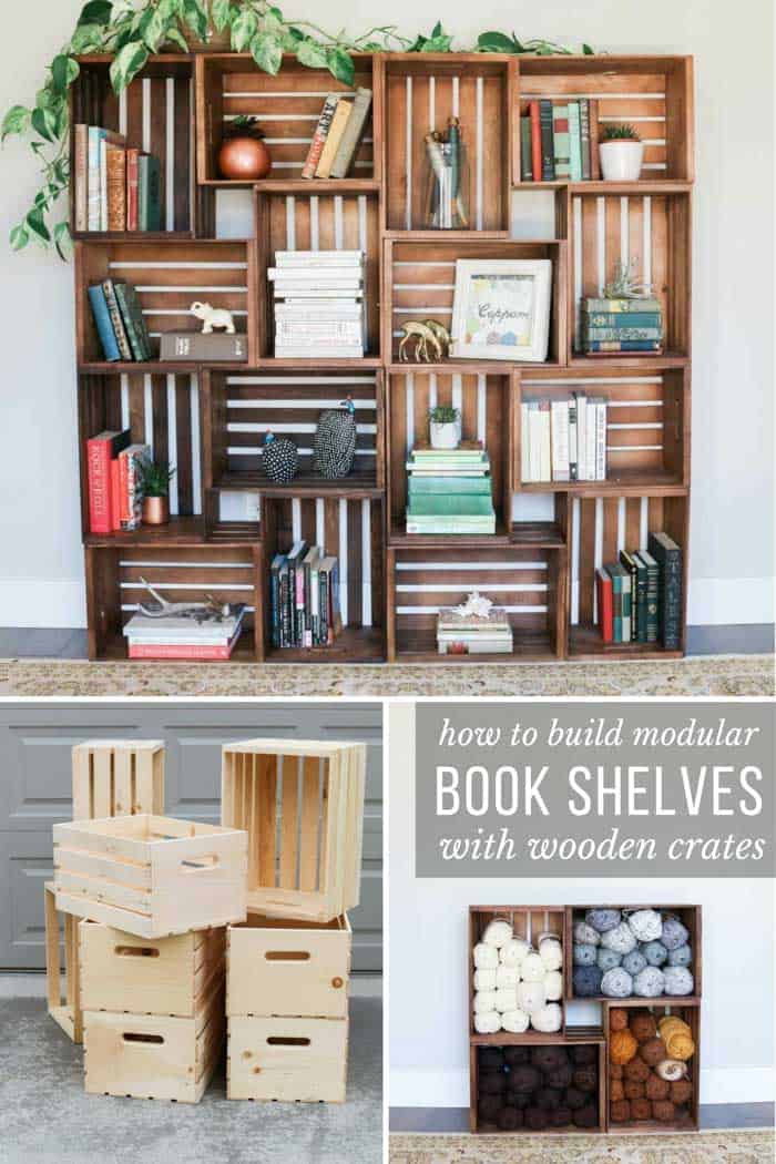 Wooden milk deals crate shelves